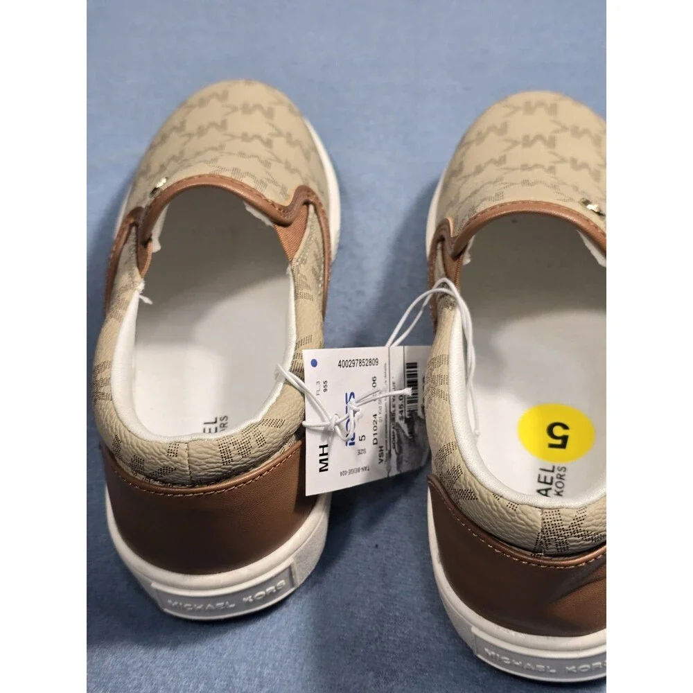 Michael Kors Women's New NOA Slip On Sneaker -Tan Jacquard Size 5M